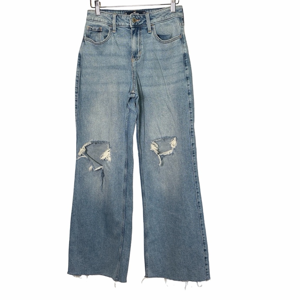 Hollister High Rise Vintage Baggy Denim Jeans in Light Blue, W25 L 32 NWOT